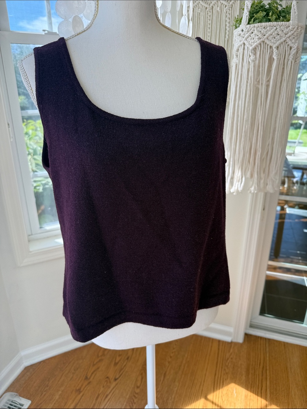 St John Sleeveless Knit Tank Top - Deep Plum